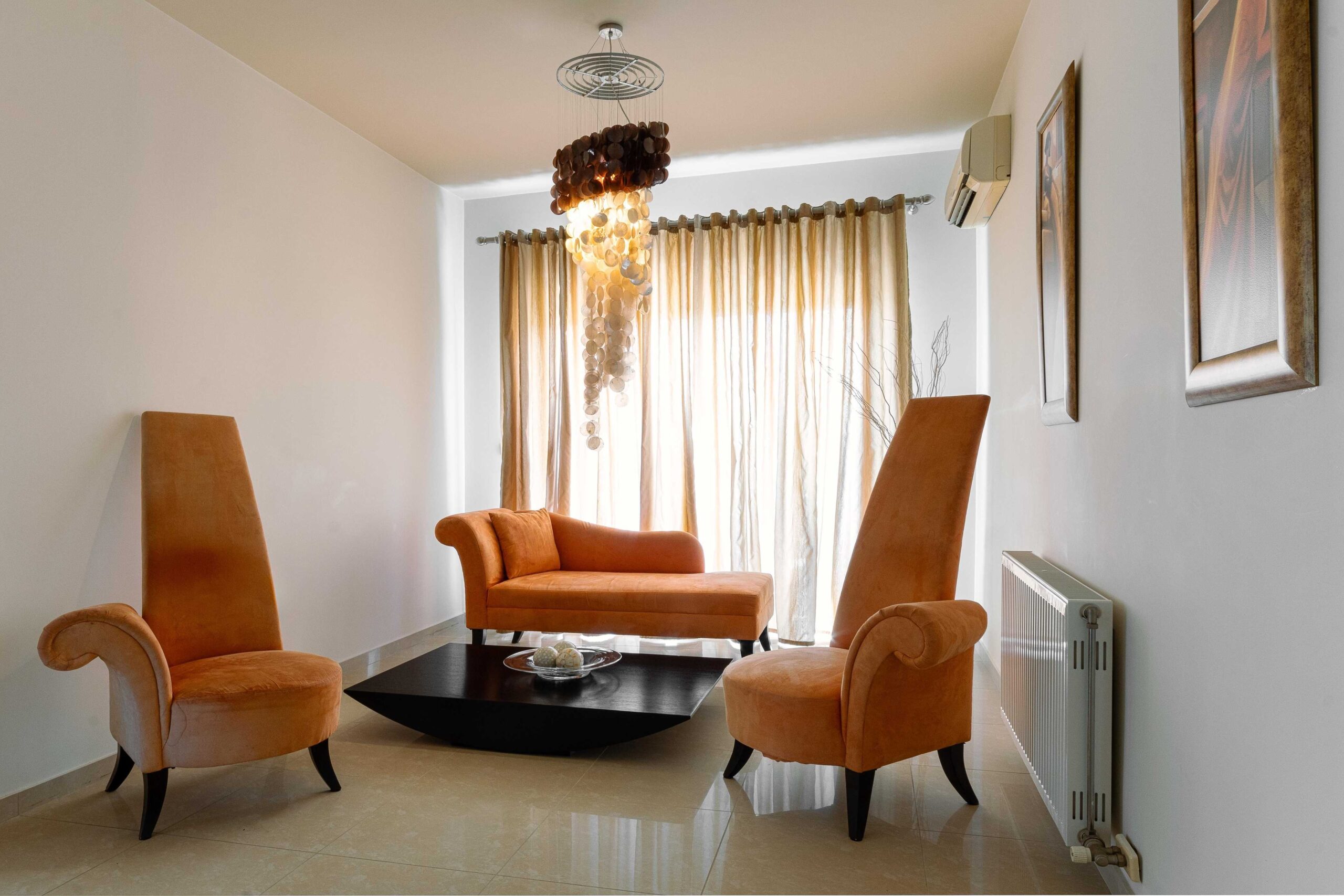 Stylish and cozy living room at Mira Villa, designed for comfort and relaxation.